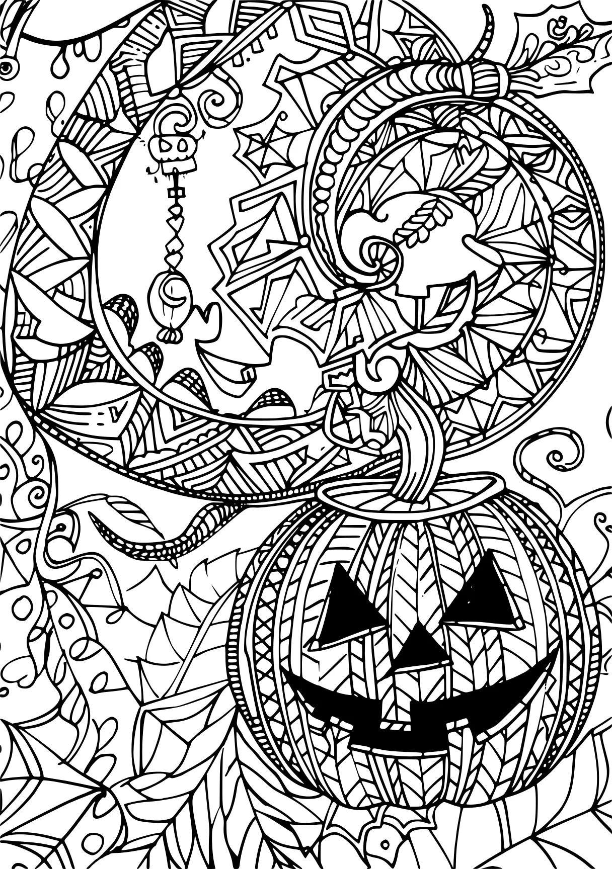 coloring pages for adults halloween, zentangle, halloween, pumpkin, free page downloads