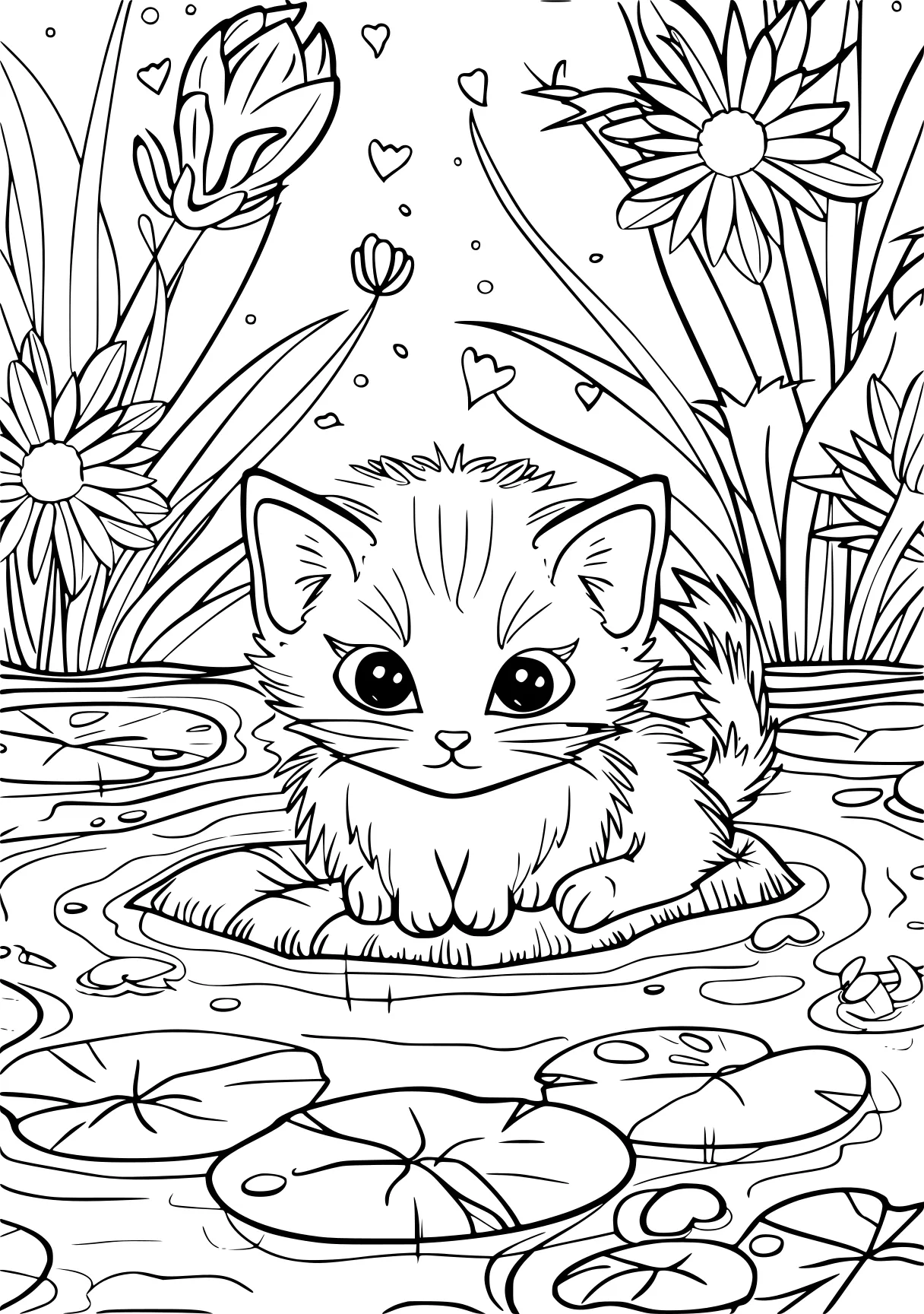 cute coloring pages printable, raccoon, kitty, otter, free page downloads