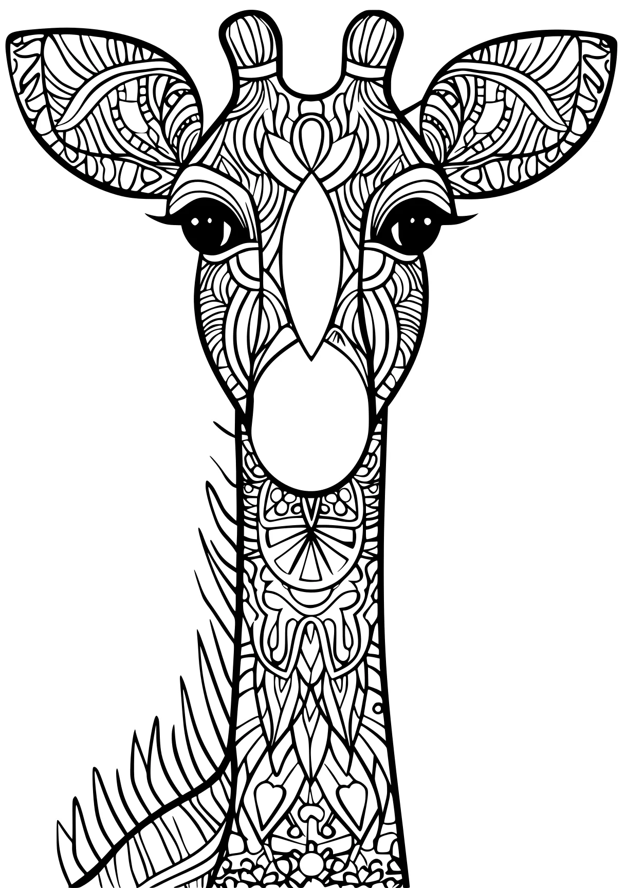 animal pictures to color giraffe, deer, llama, zentangle, free coloring page downloads