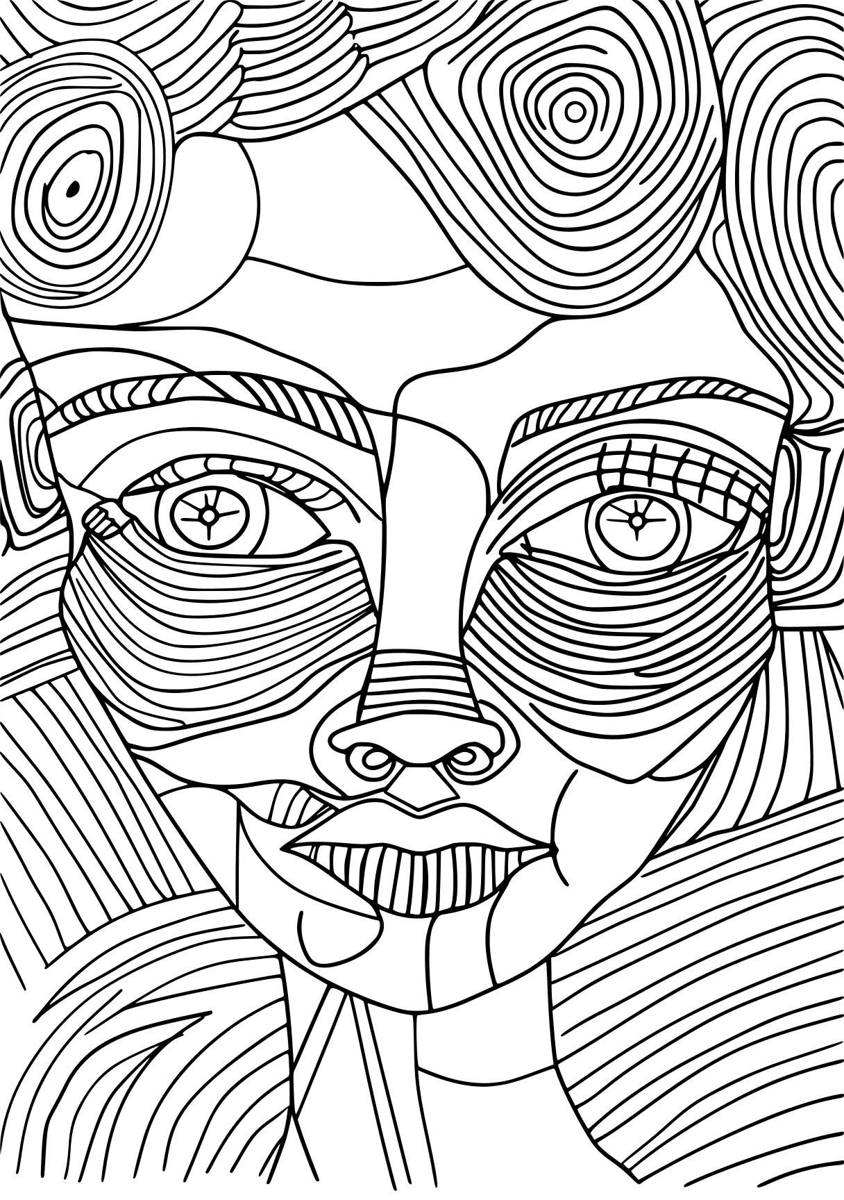 coloring pages of people, zentangle, face, mask, free page downloads