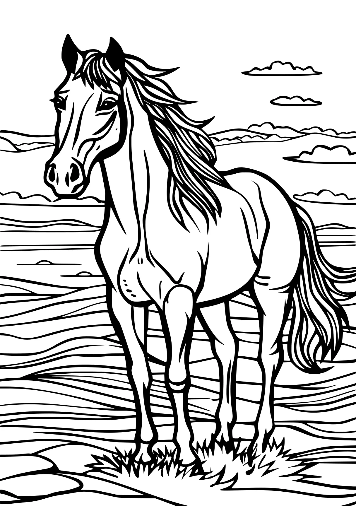 horse colouring horse, unicorn, pony, free coloring page downloads