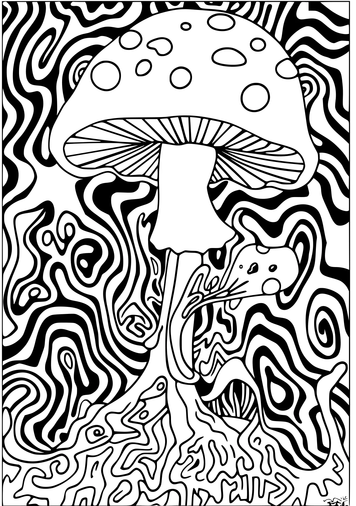 trippy coloring pages for adults mushroom, acid, wizard, free page downloads