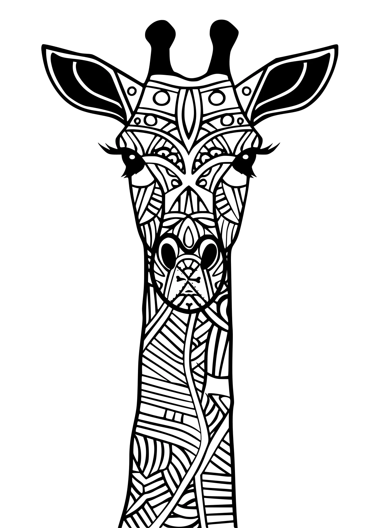 animal coloring pages for adults giraffe, llama, deer, cow, moose, free page downloads