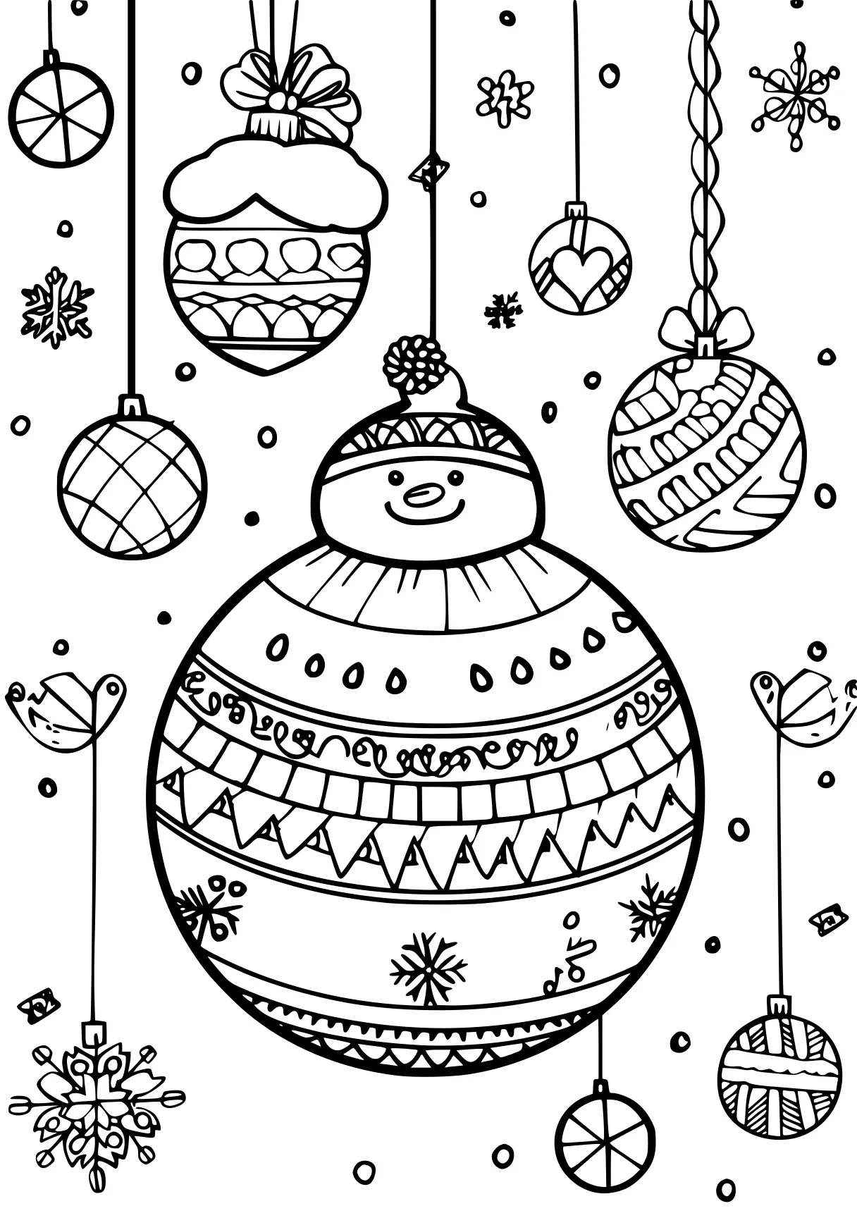 christmas coloring pages printable, ornament, snowman, merry, free page downloads