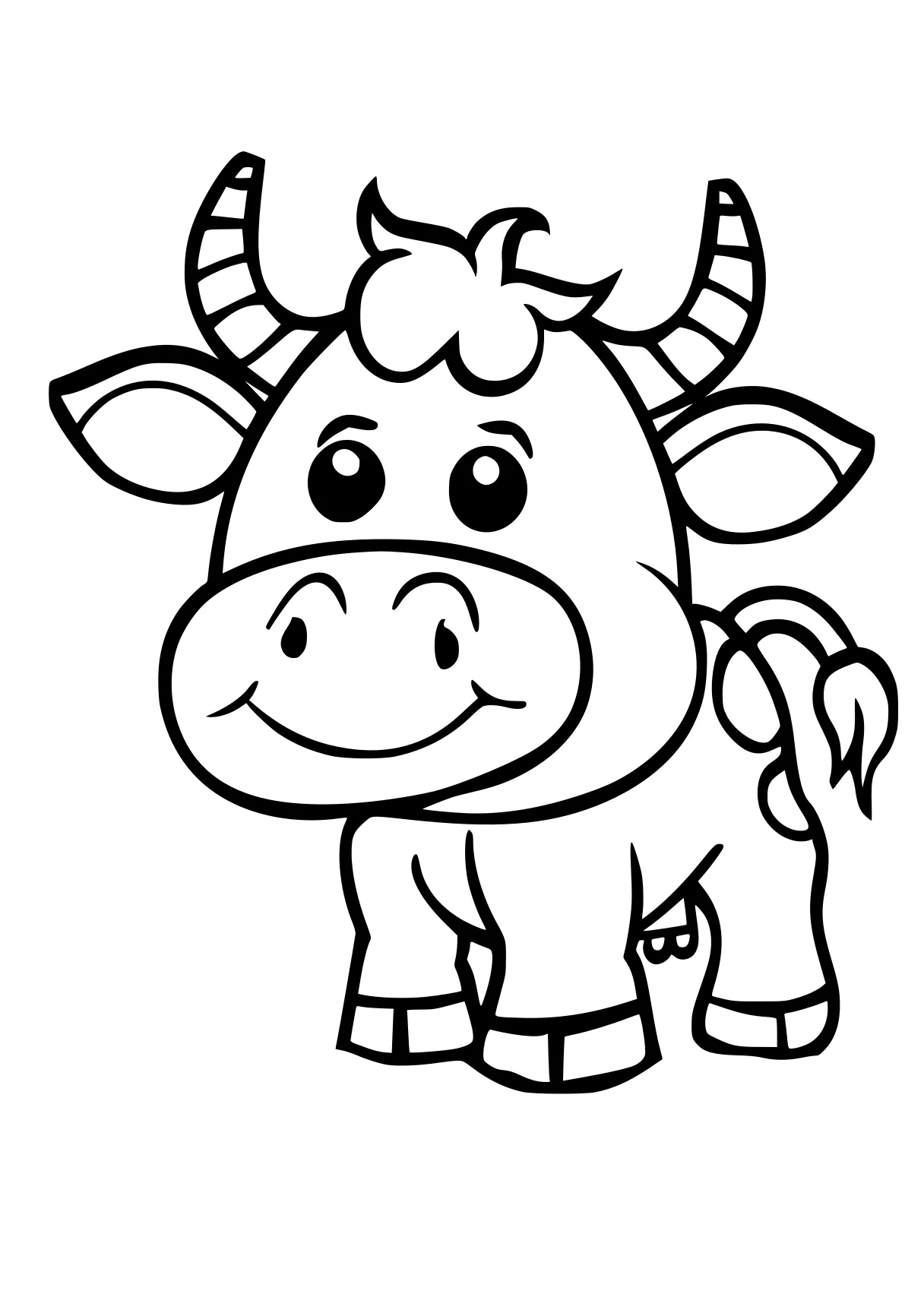 cartoon coloring pages cow, peppa, rhino, buffalo, pig, free page downloads