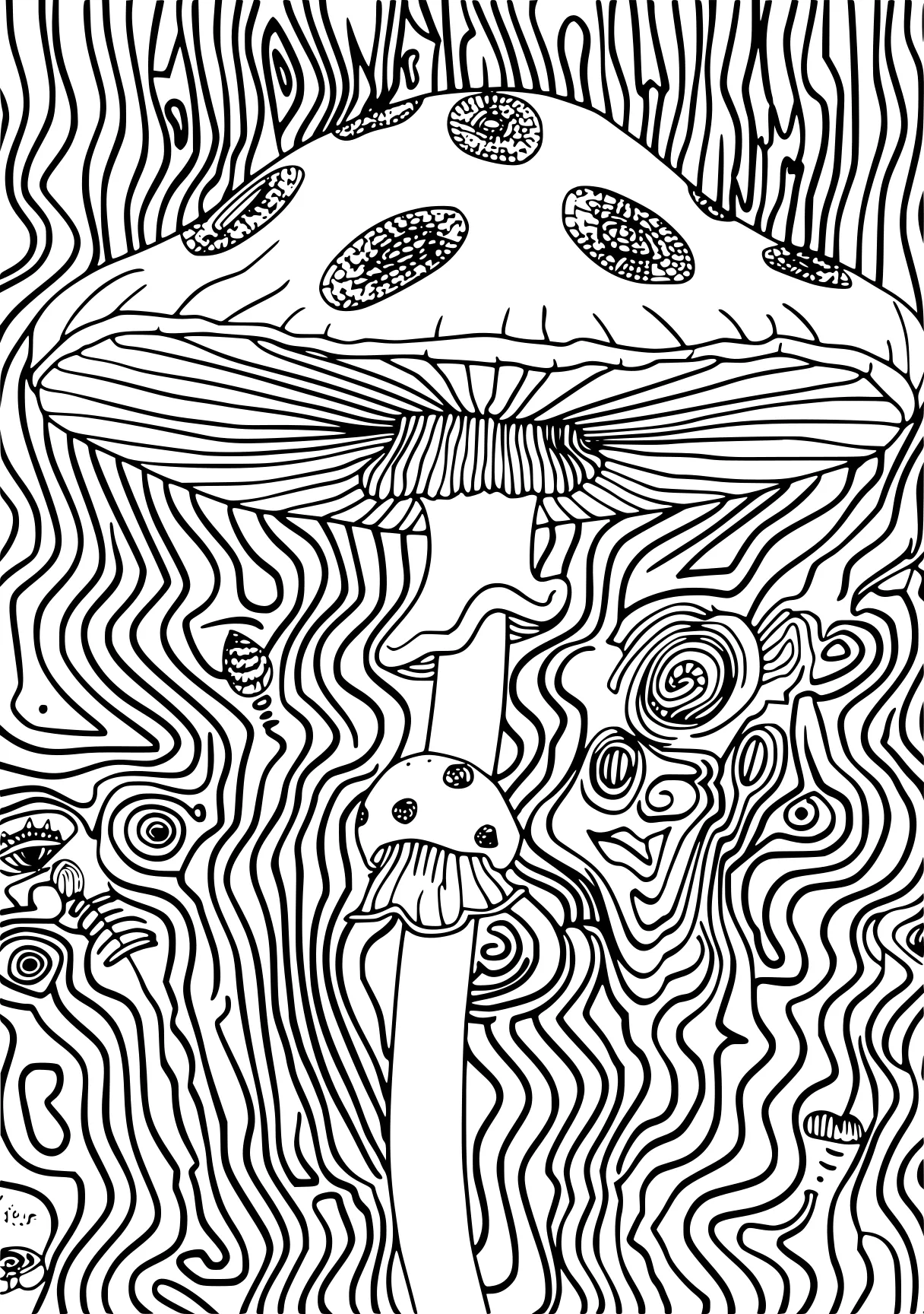 trippy coloring pages mushroom, acid, trippy, free page downloads