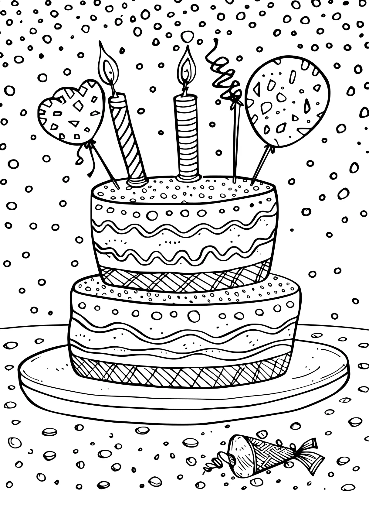 birthday coloring page, birthday, printables, cake, free downloads