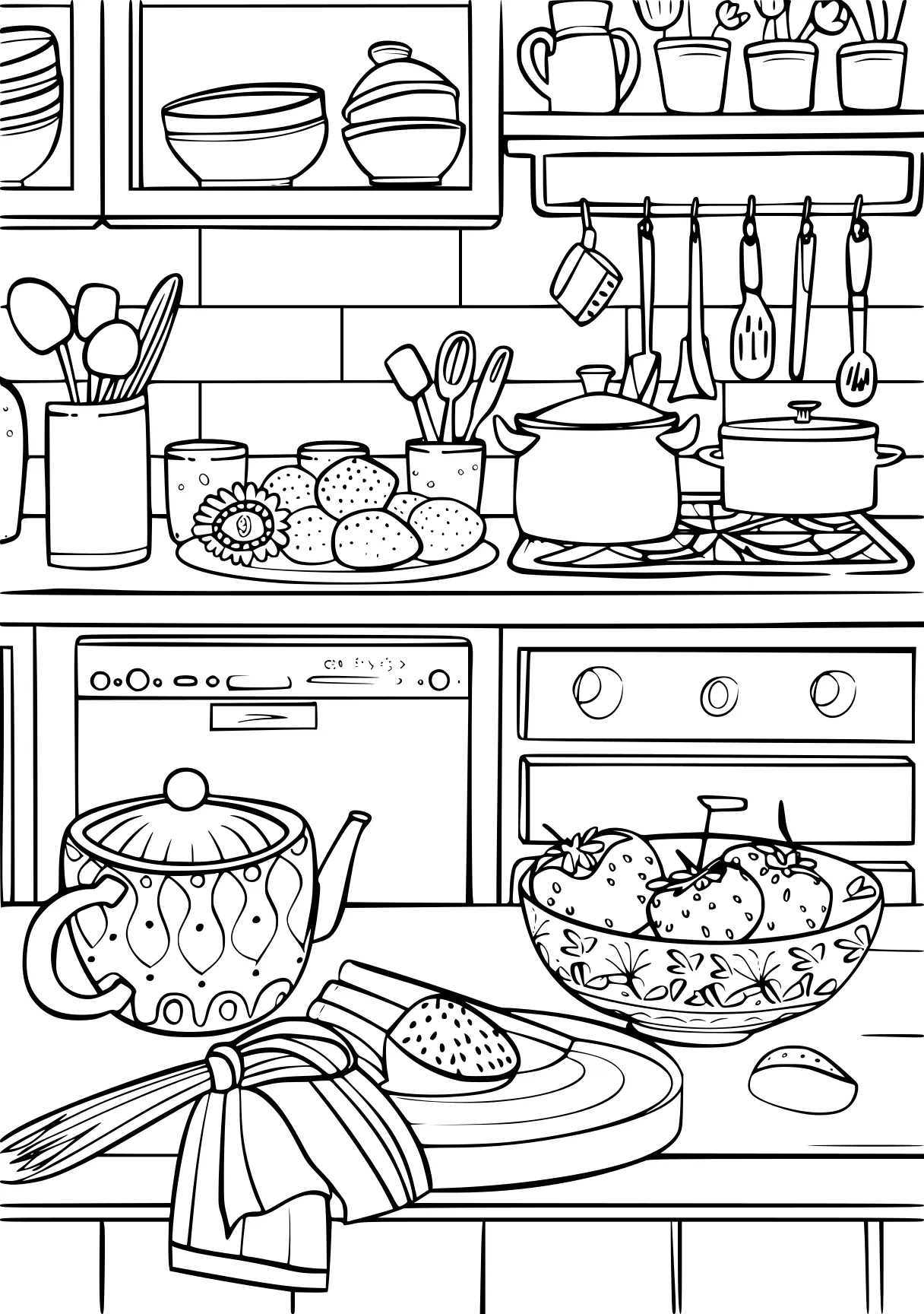 wednesday coloring page, foods, kitchen, printables, free downloads