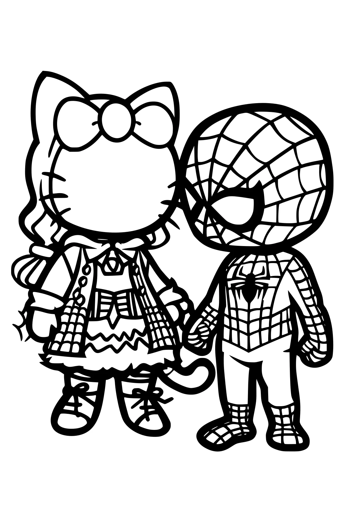 coloring pages hello kitty spider, spidey, spiderman, sanrio, shortcake, free page downloads