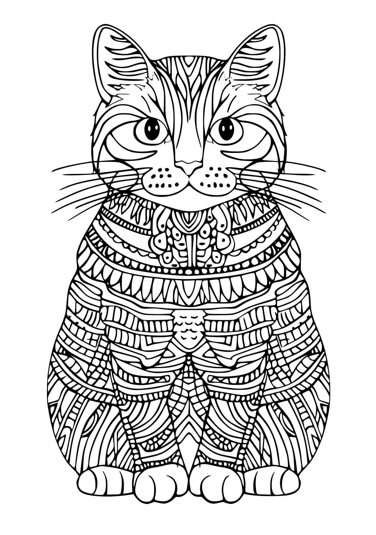 cat coloring owl, zentangle, illustrator, free page downloads