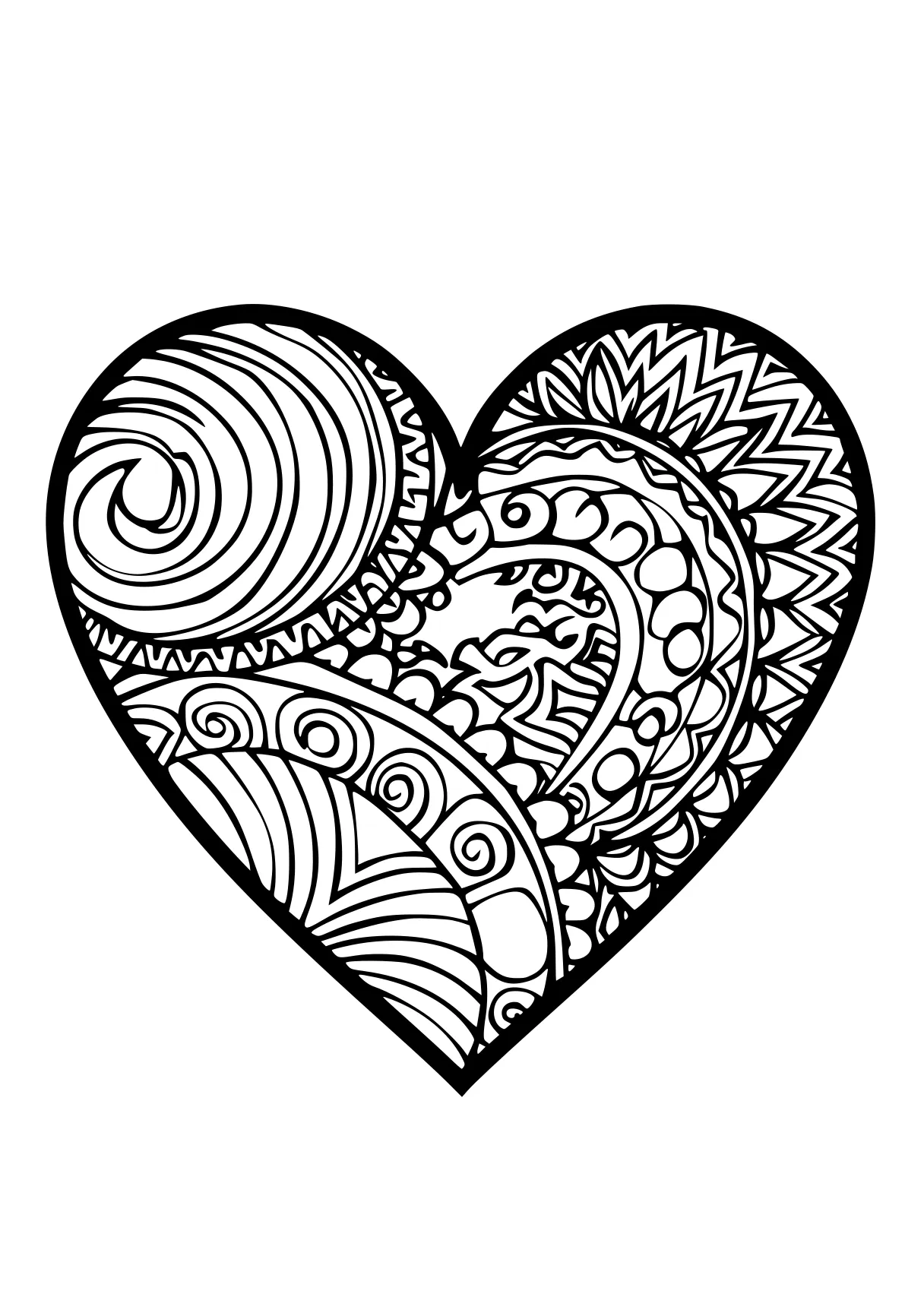 heart coloring sheet zentangle, iheartcraftythings, heart, mandalas, free page downloads