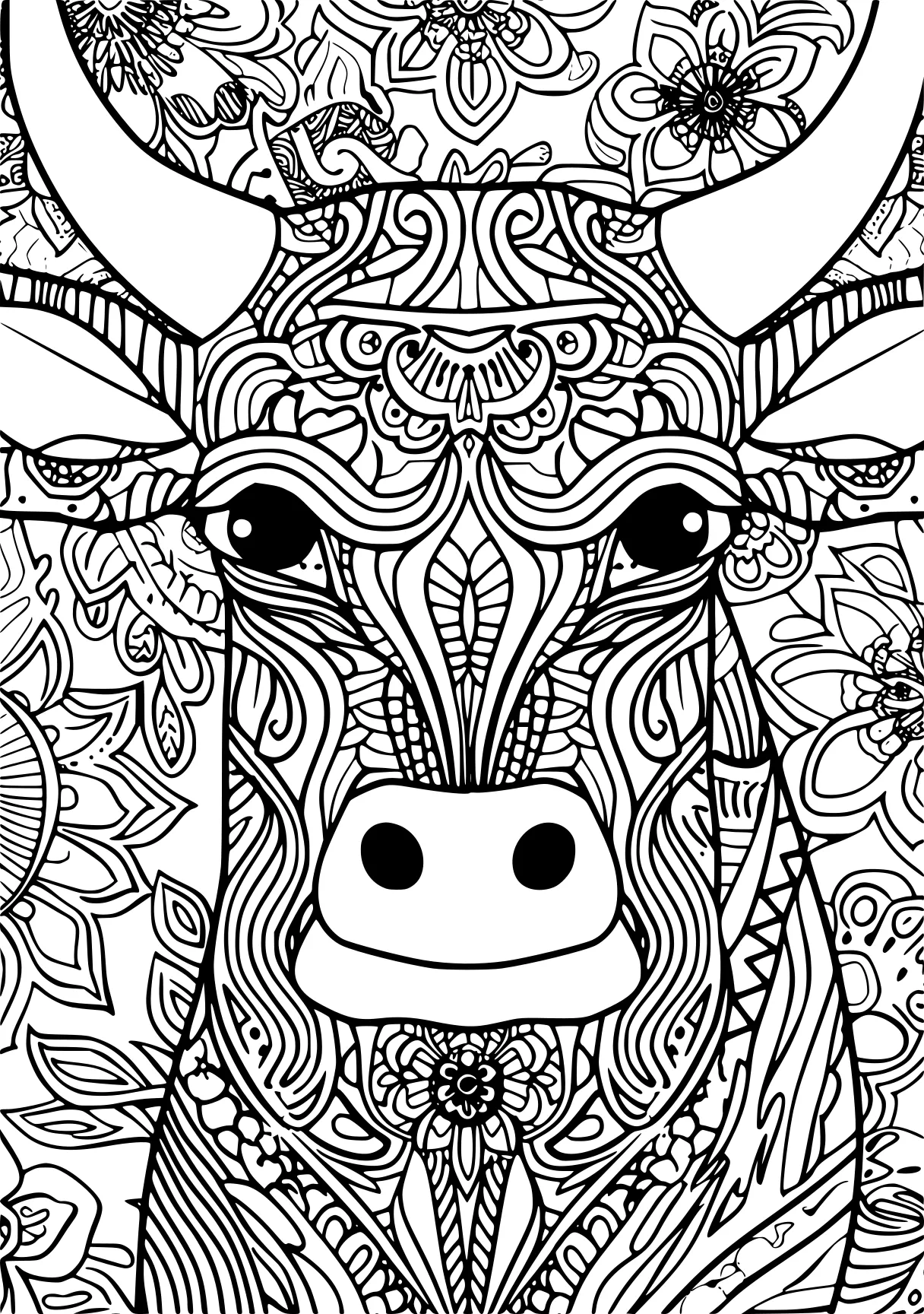 amazon coloring books for adults cow, buffalo, zentangle, free page downloads