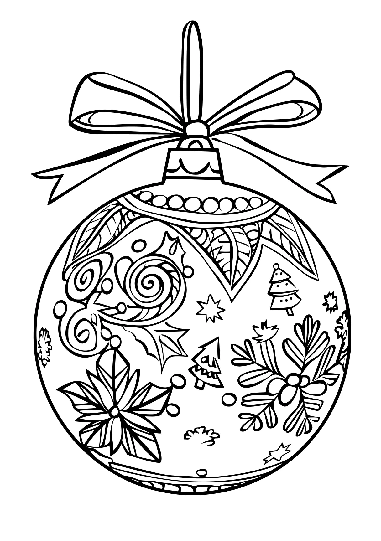 christmas coloring ornament, wreath, clock, free page downloads