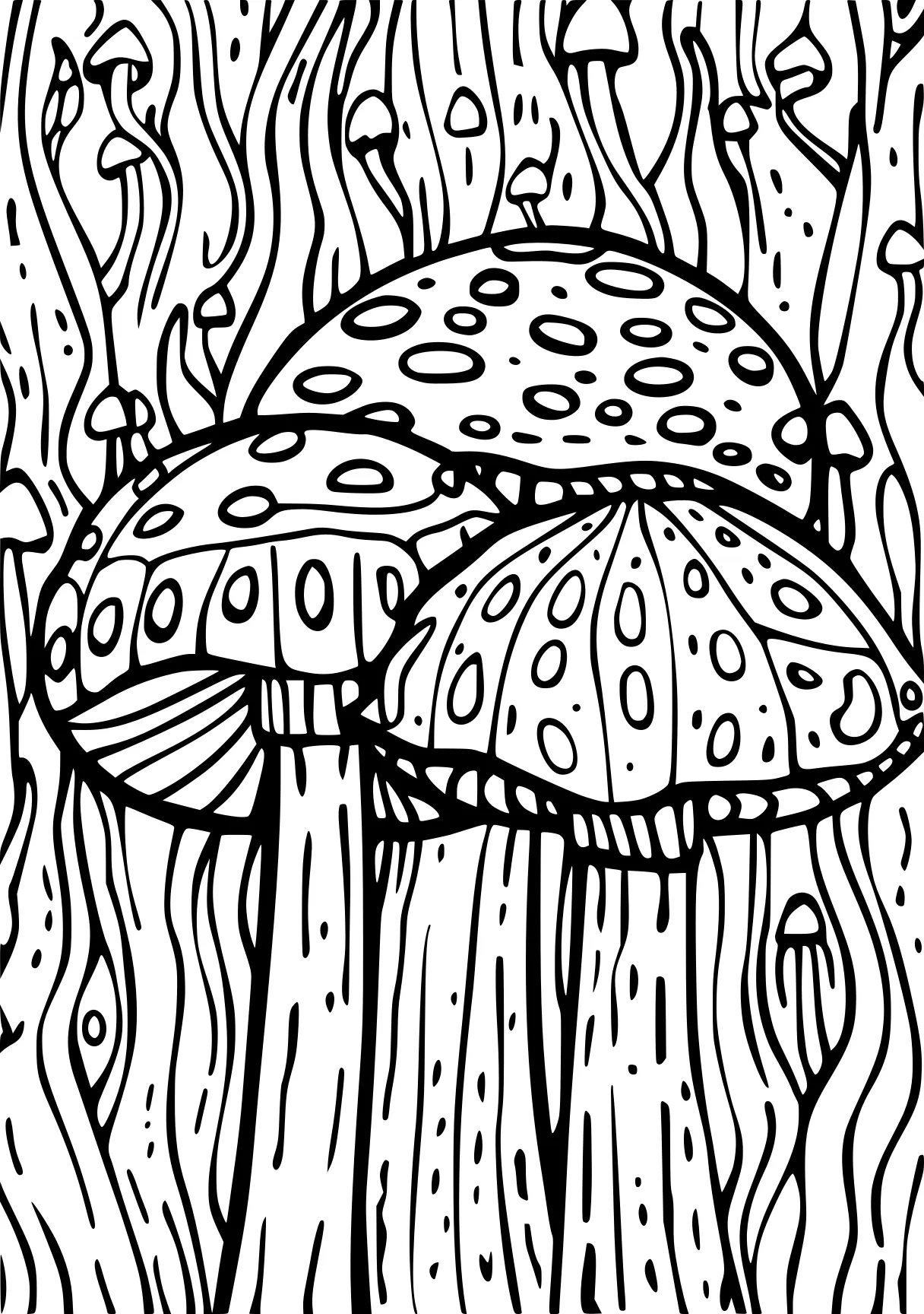 coloring images mushroom, zentangle, acorn, free page downloads