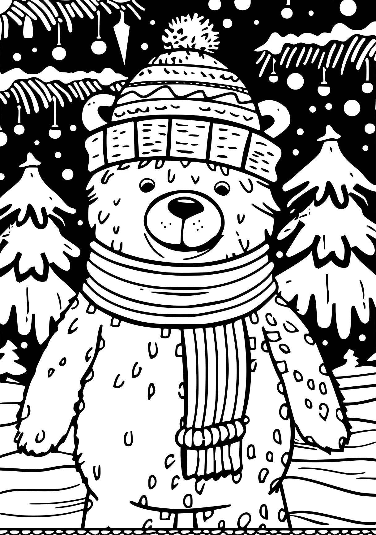 christmas coloring bear, snowman, polar, bears, free page downloads