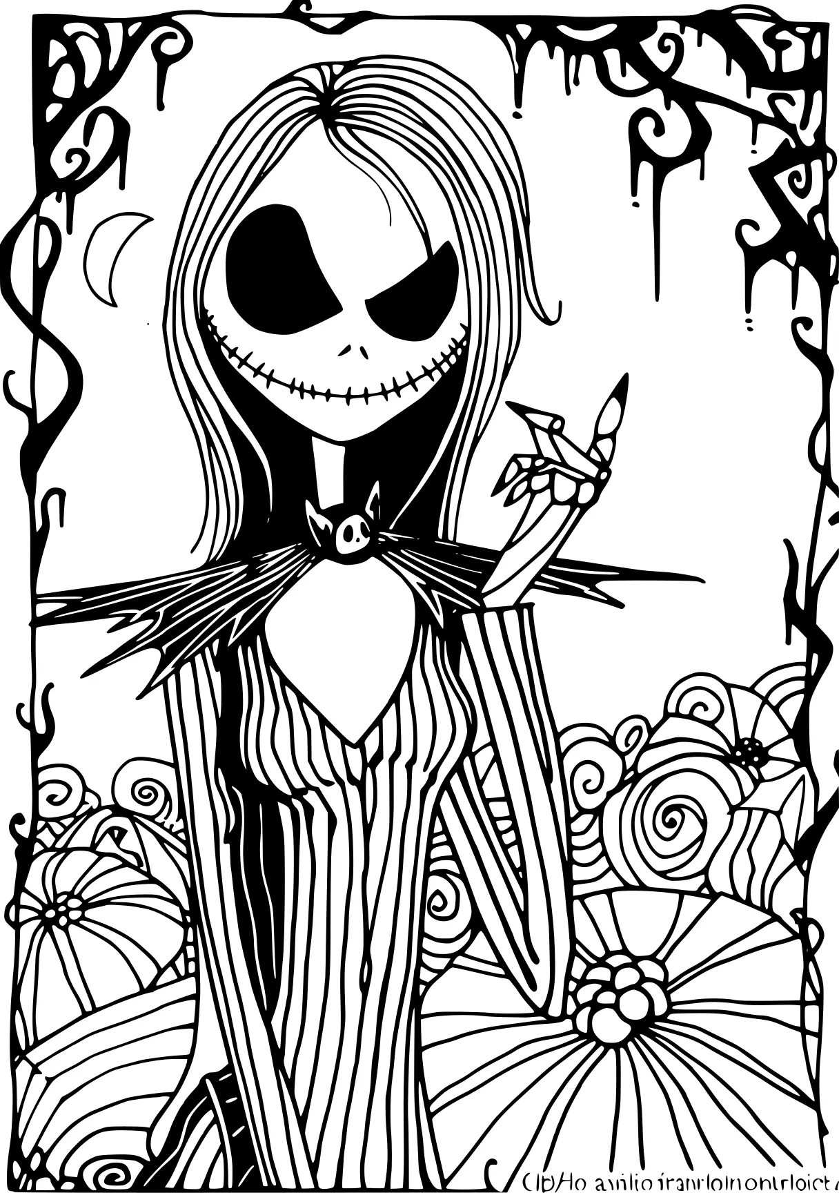 nightmare before christmas coloring pages skellington, skeleton, muertos, scarecrow, sally, free page downloads