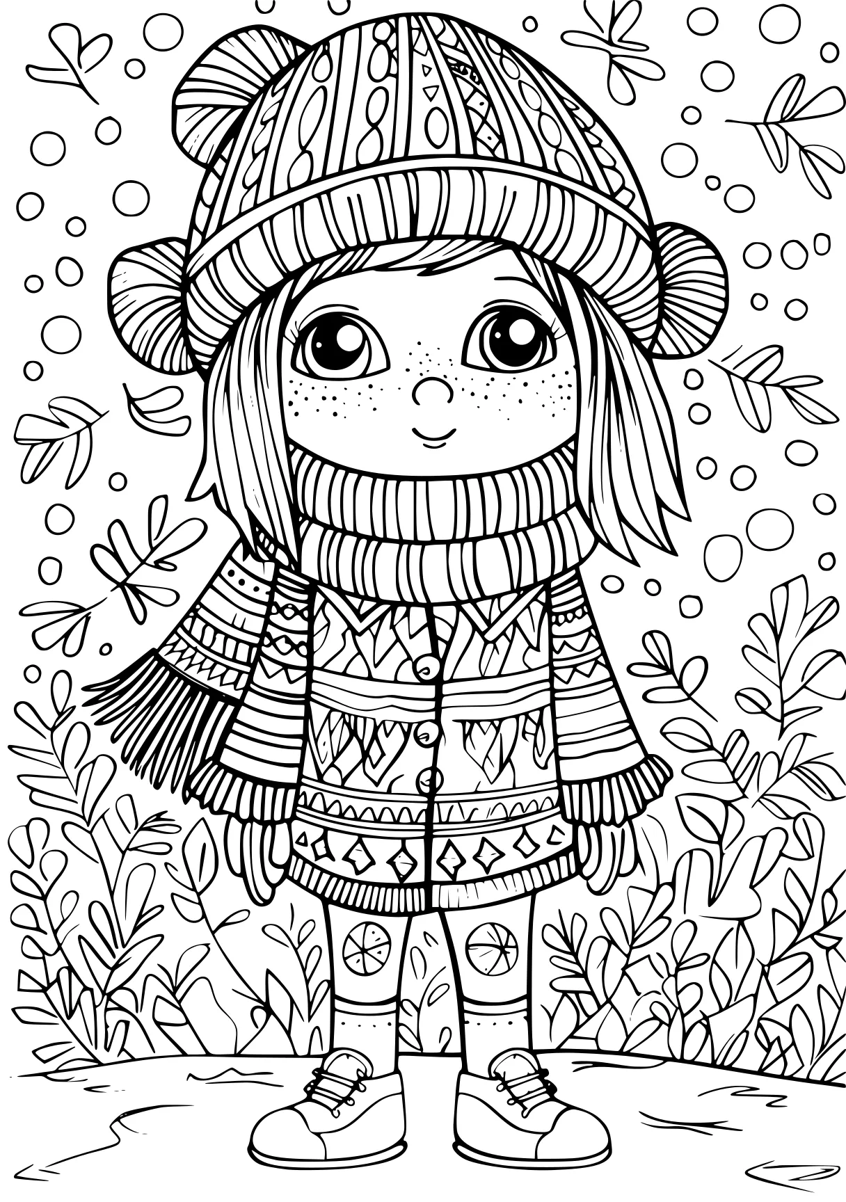 cute coloring sheets, zentangle, illustrator, winter, free page downloads