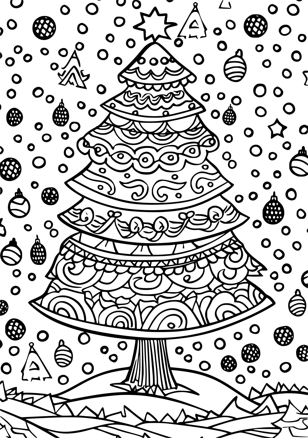 holiday coloring sheets zentangle, ornament, tree, free page downloads