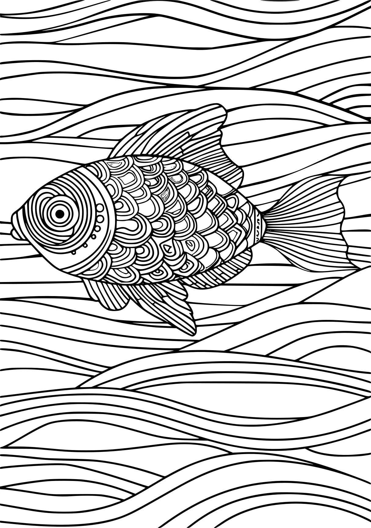 coloring pages pdf zentangle, fish, illustrator, free page downloads