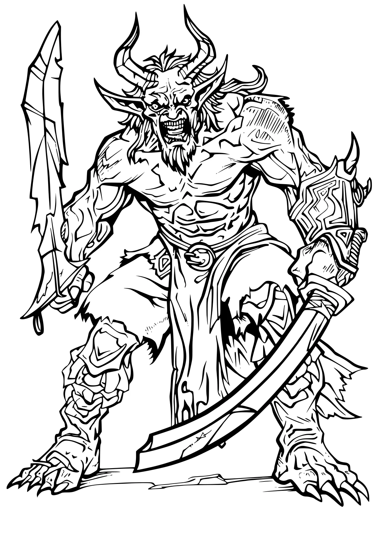 demon slayer coloring page kaido, goblin, destoroyah, werewolf, warrior, free downloads