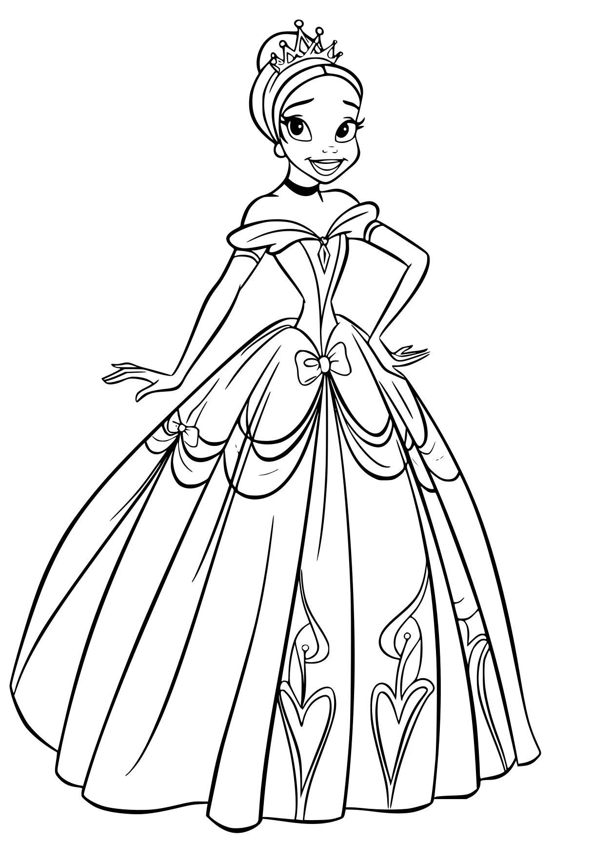 princess and the frog coloring pages tiana, princess, cinderella, dresses, rosalina, free page downloads