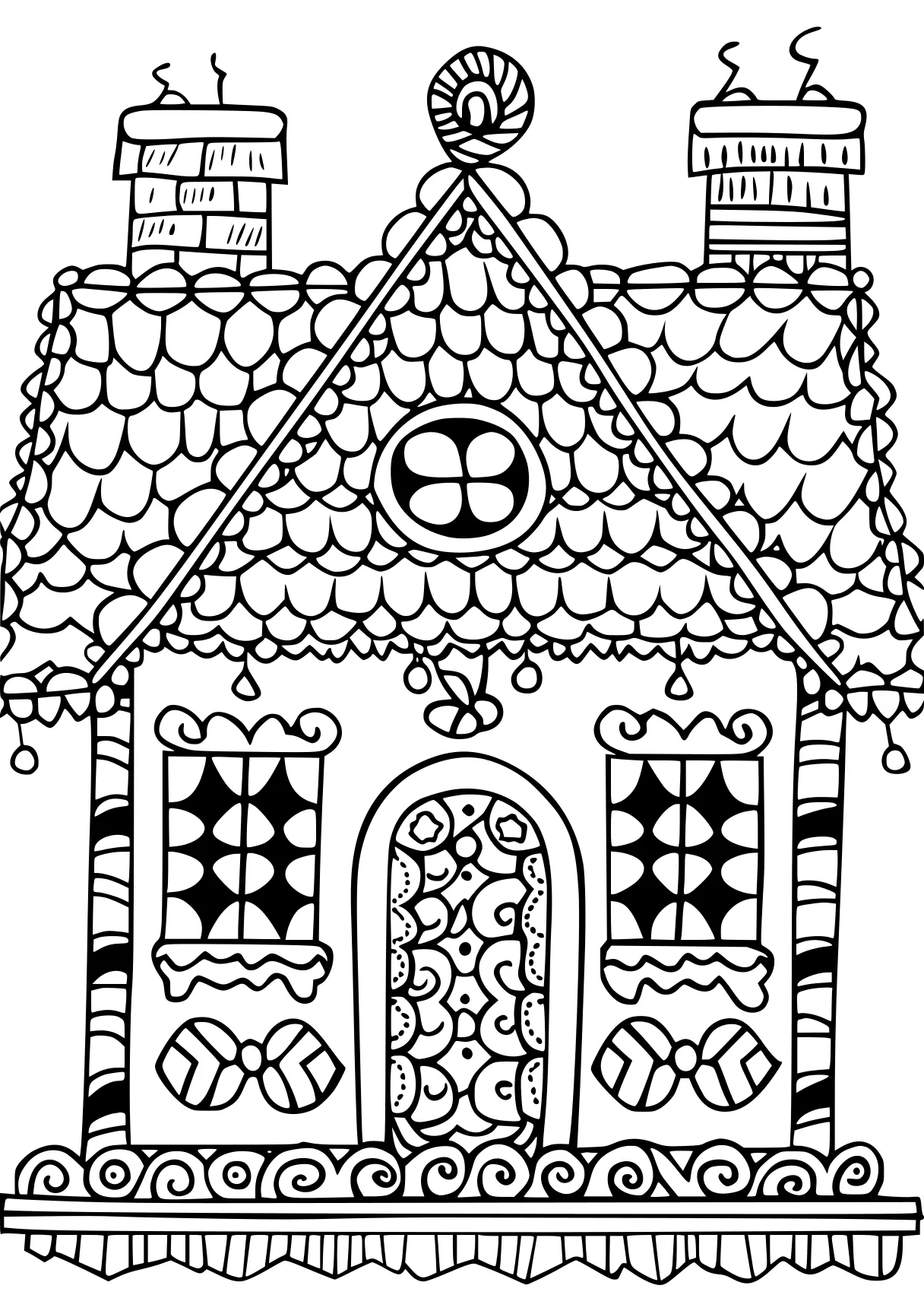 gingerbread house coloring page, zentangle, ornament, st, free downloads