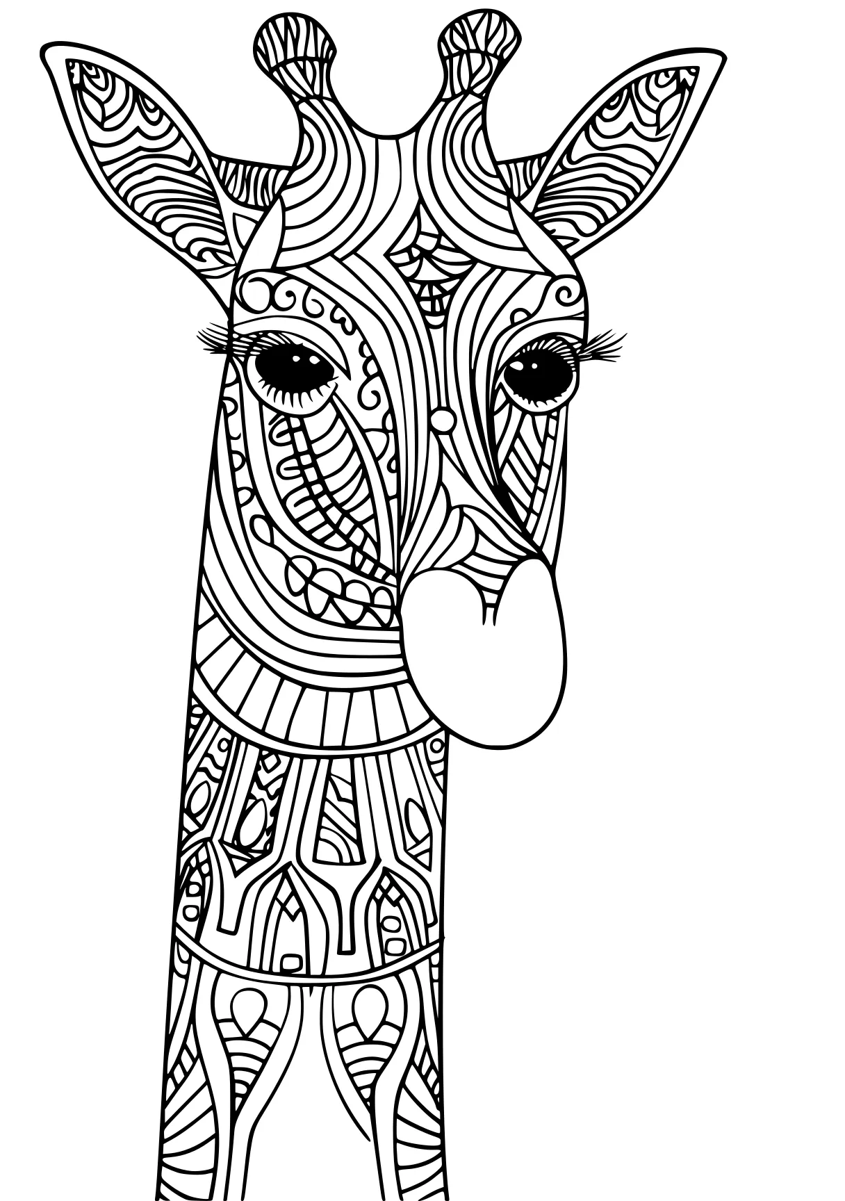 animal pictures to color llama, giraffe, zentangle, camel, deer, free coloring page downloads