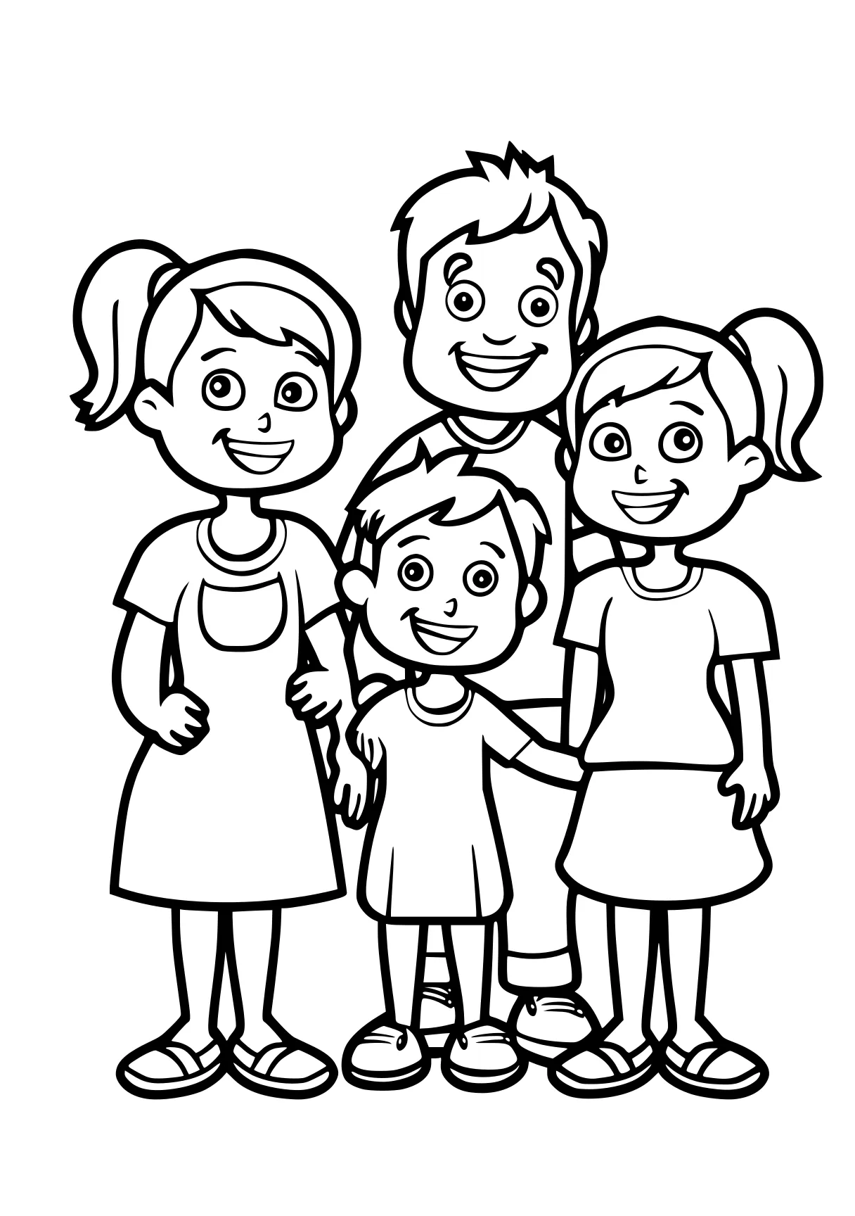 family coloring page children, kids, preschool, free downloads