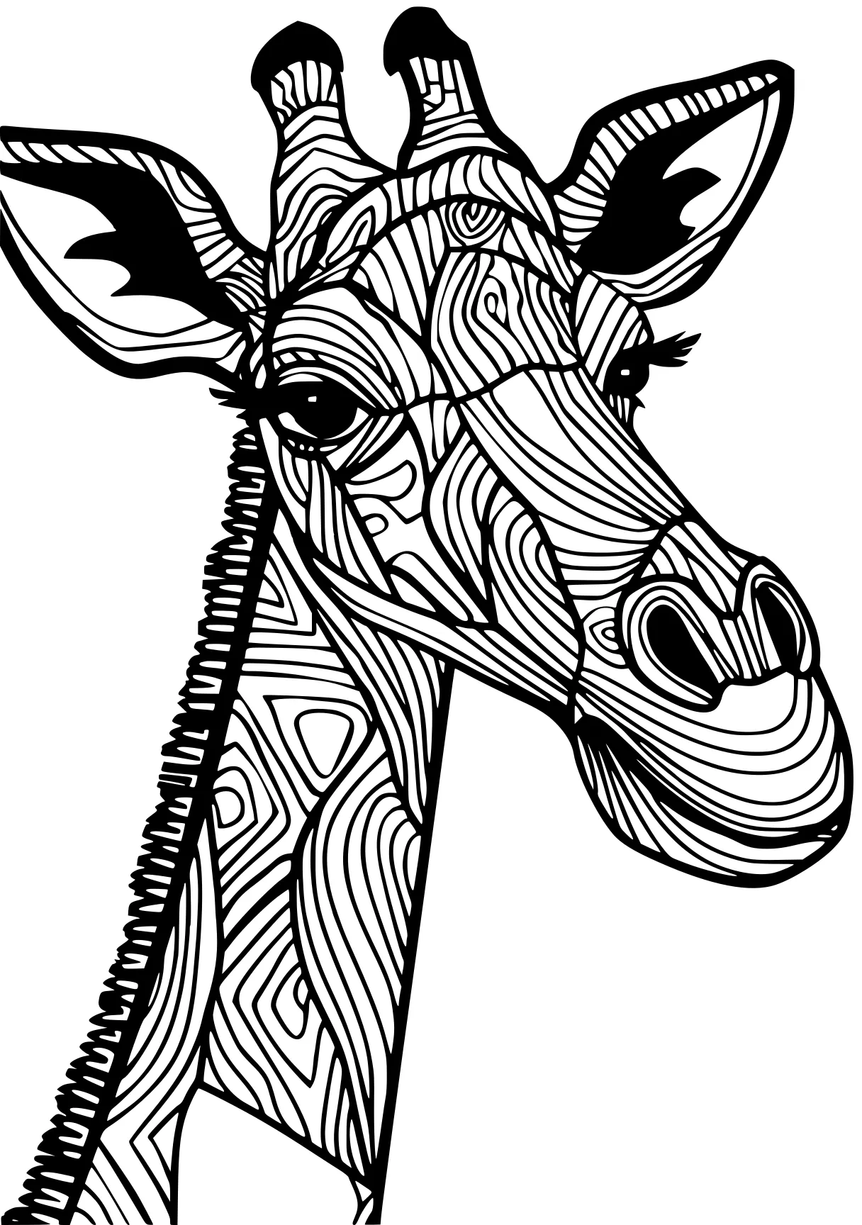 adult coloring book pages giraffe, zebra, unicorn, horse, zentangle, free page downloads