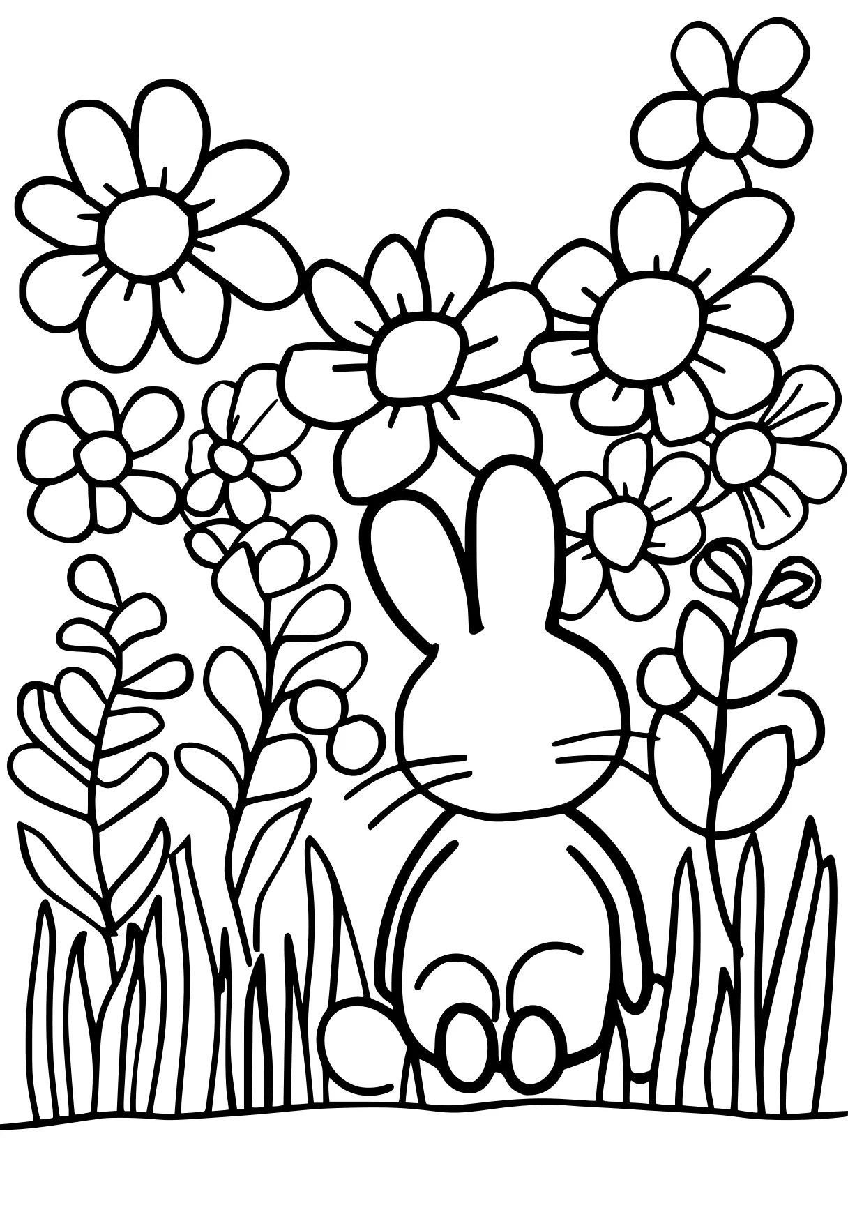 spring time coloring pages, rabbit, bunny, illustrator, free page downloads