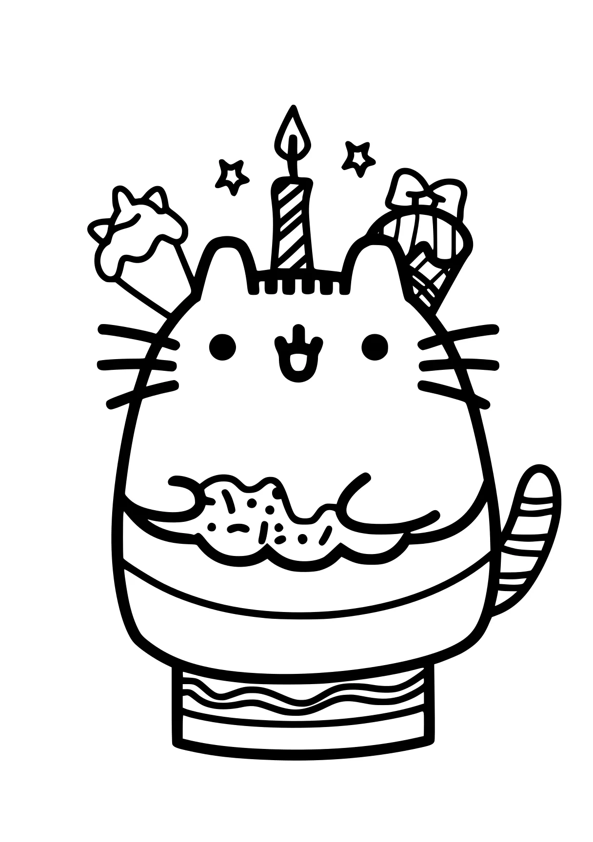 pusheen coloring pages pusheen, caticorn, birthday, molang, cake, free page downloads