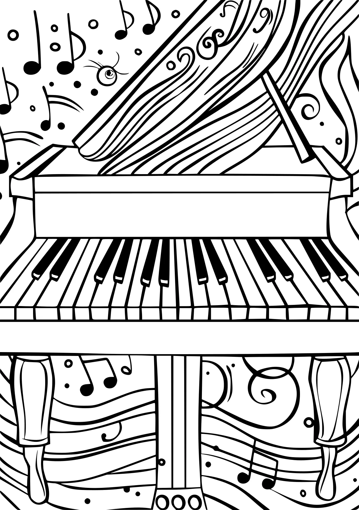 my melody coloring page piano, music, colouring, free downloads