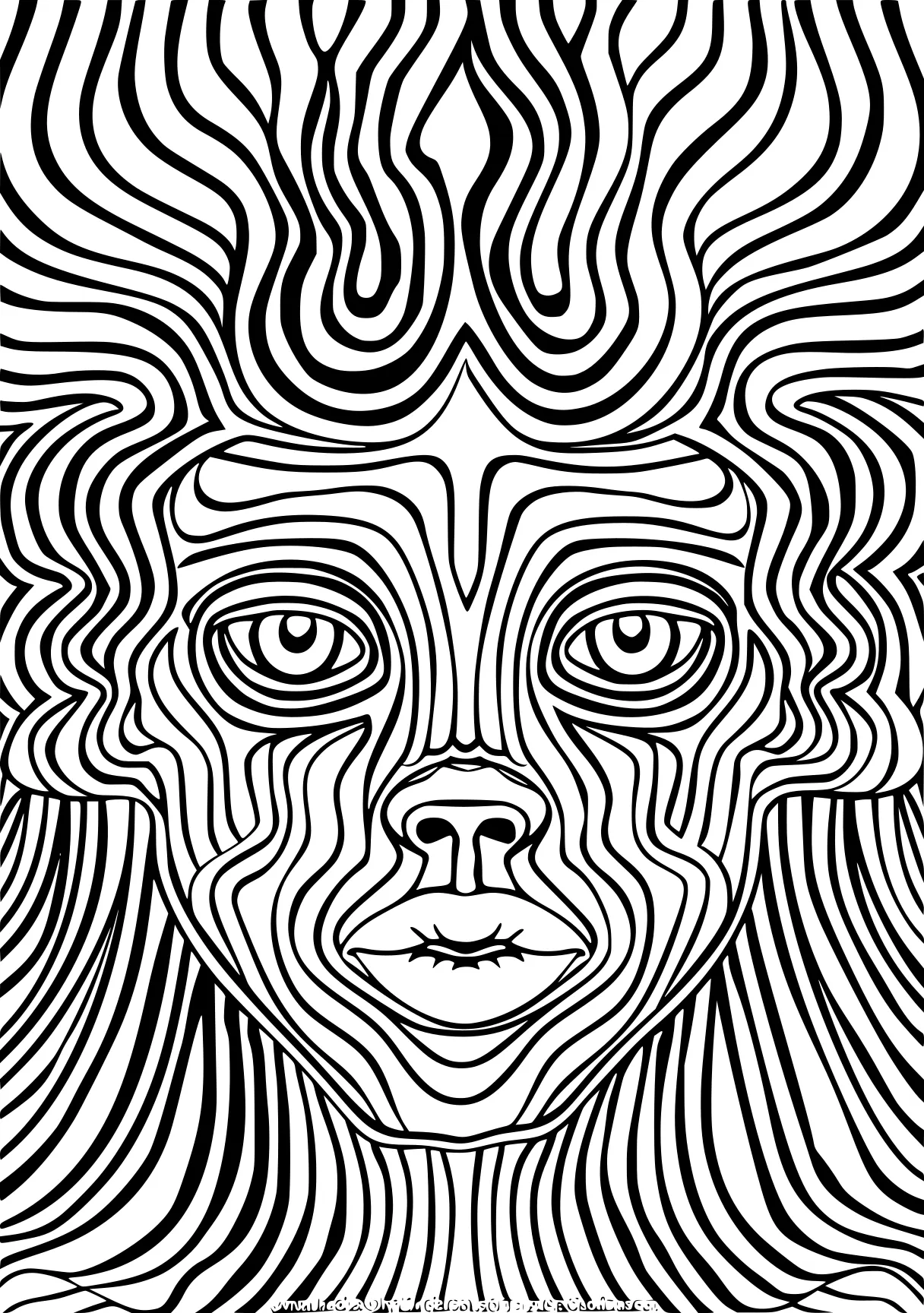 trippy coloring pages face, lines, zentangle, free page downloads