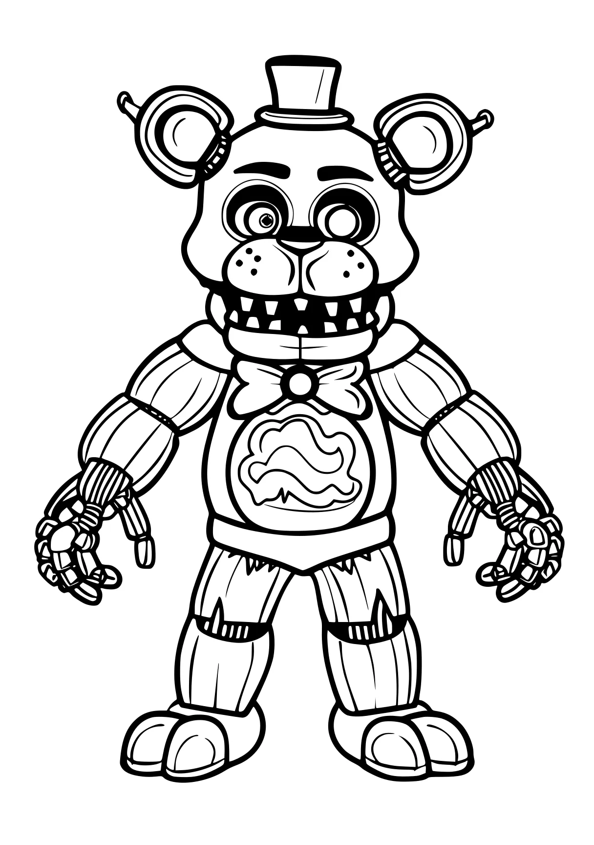 five nights at freddy's colouring pages fnaf, fazbear, robot, zomboss, chica, free coloring page downloads