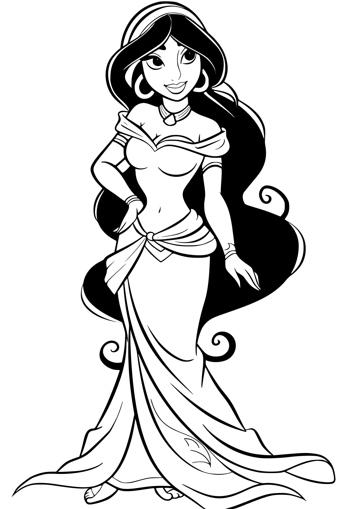 princess jasmine coloring pages jasmine, moana, tiana, ariel, rapunzel, free page downloads