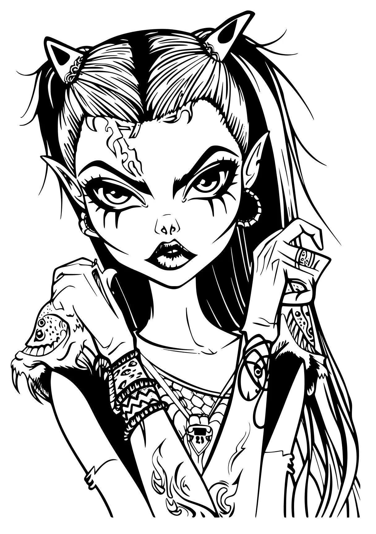 monster high coloring page bratz, glamrock, harley, nezuko, vampirina, free downloads