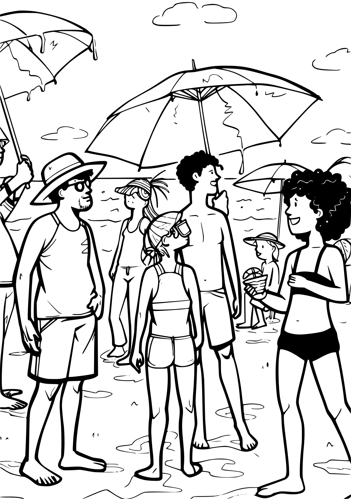 at the beach coloring pages umbrella, beach, summer, free page downloads