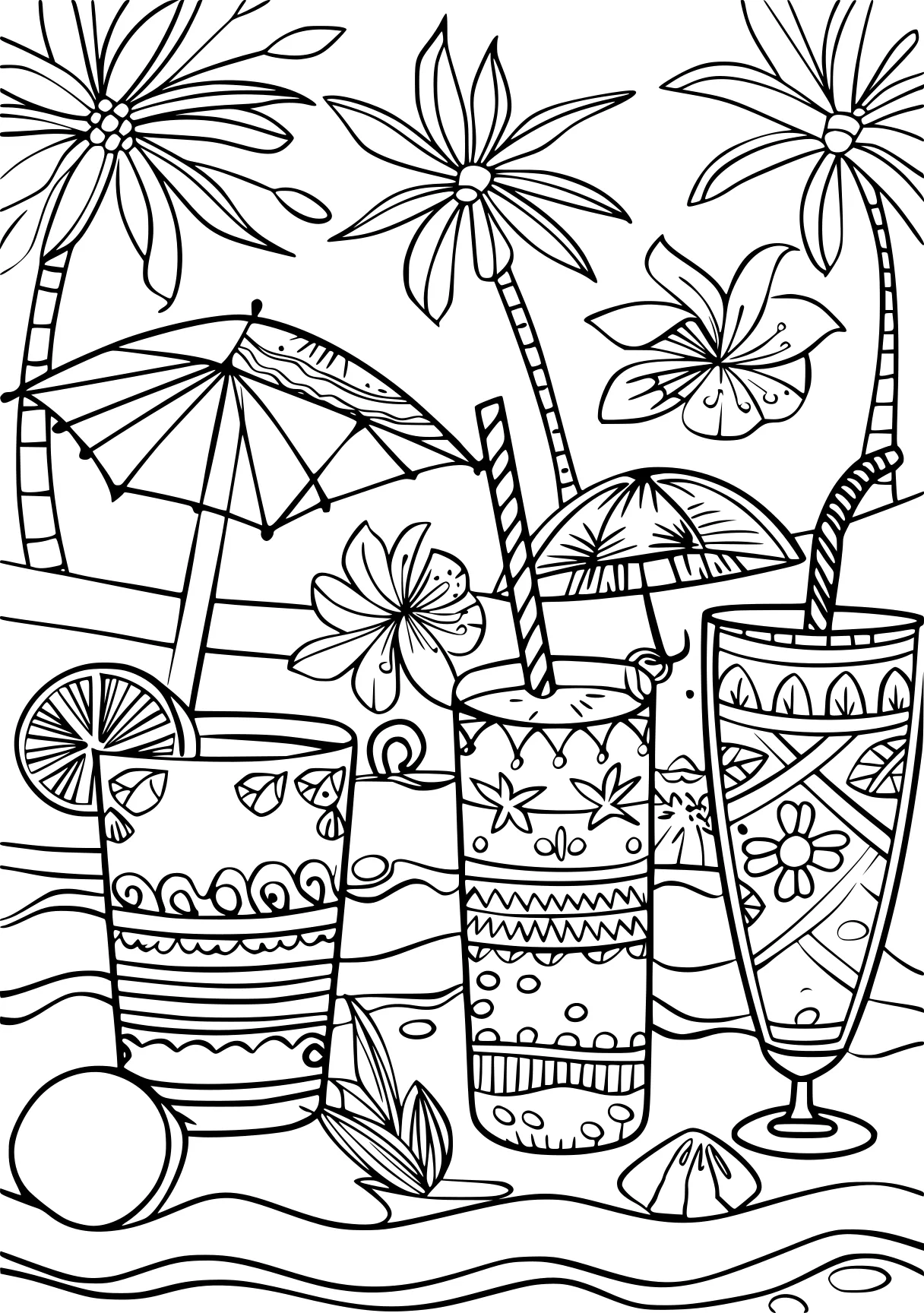 summer coloring pages, printables, zentangle, colouring, free page downloads