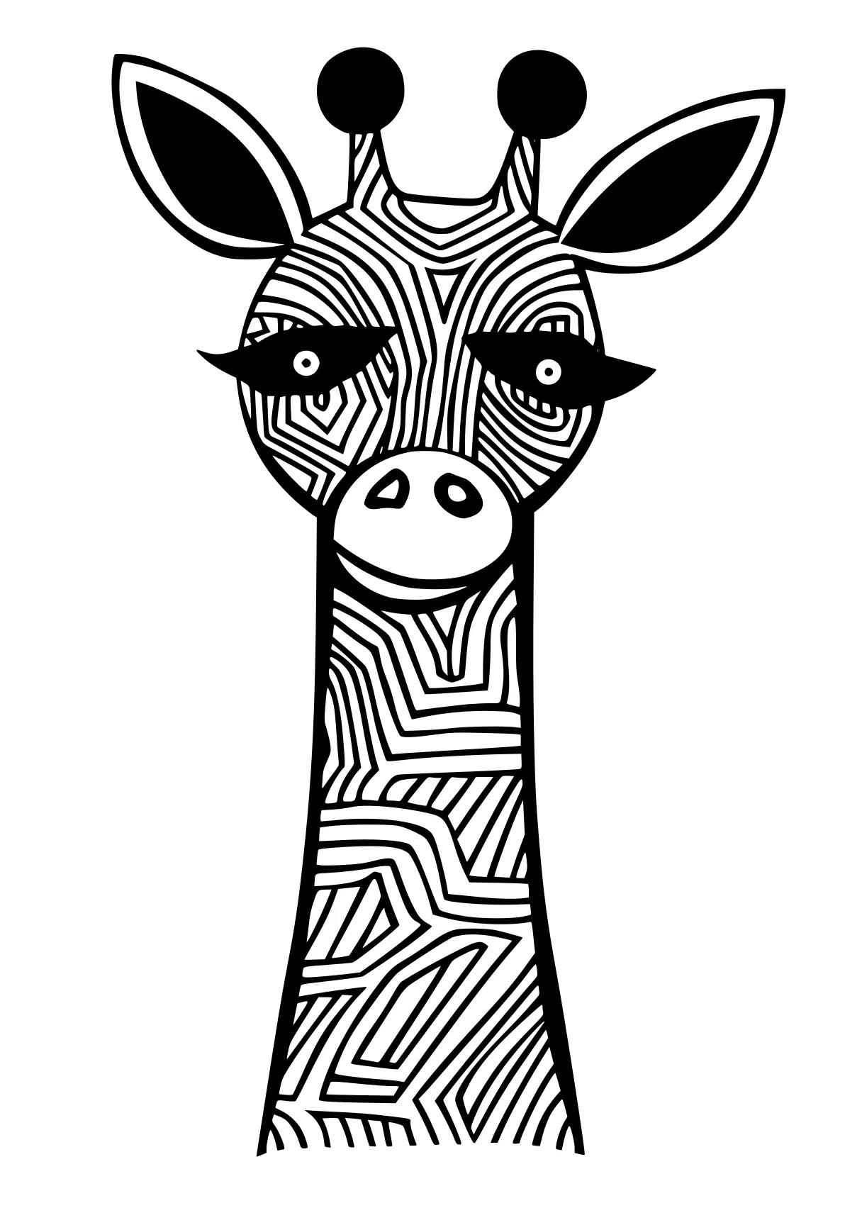 coloring pages for adults animals giraffe, zebra, llama, cow, deer, free page downloads