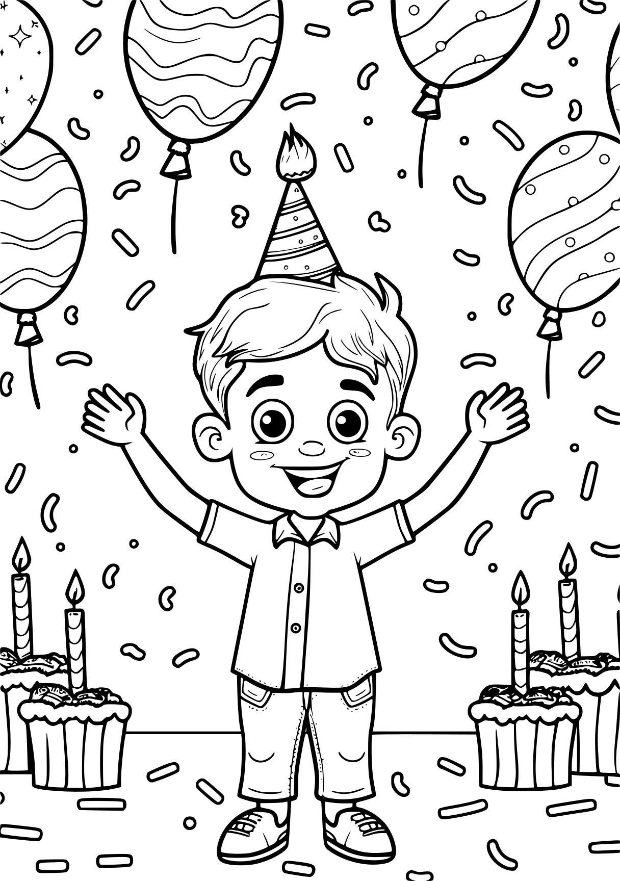 happy birthday coloring pages, birthday, printables, balloons, free page downloads