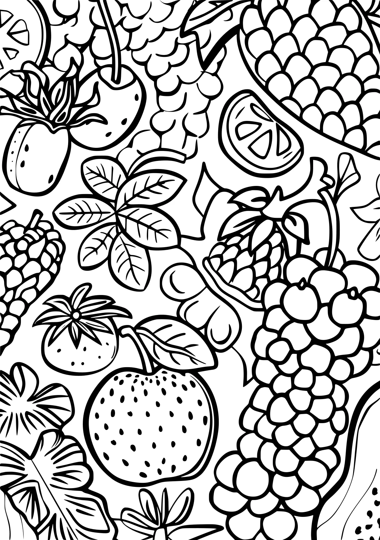 fruit coloring page, fruits, pattern, zentangle, free downloads