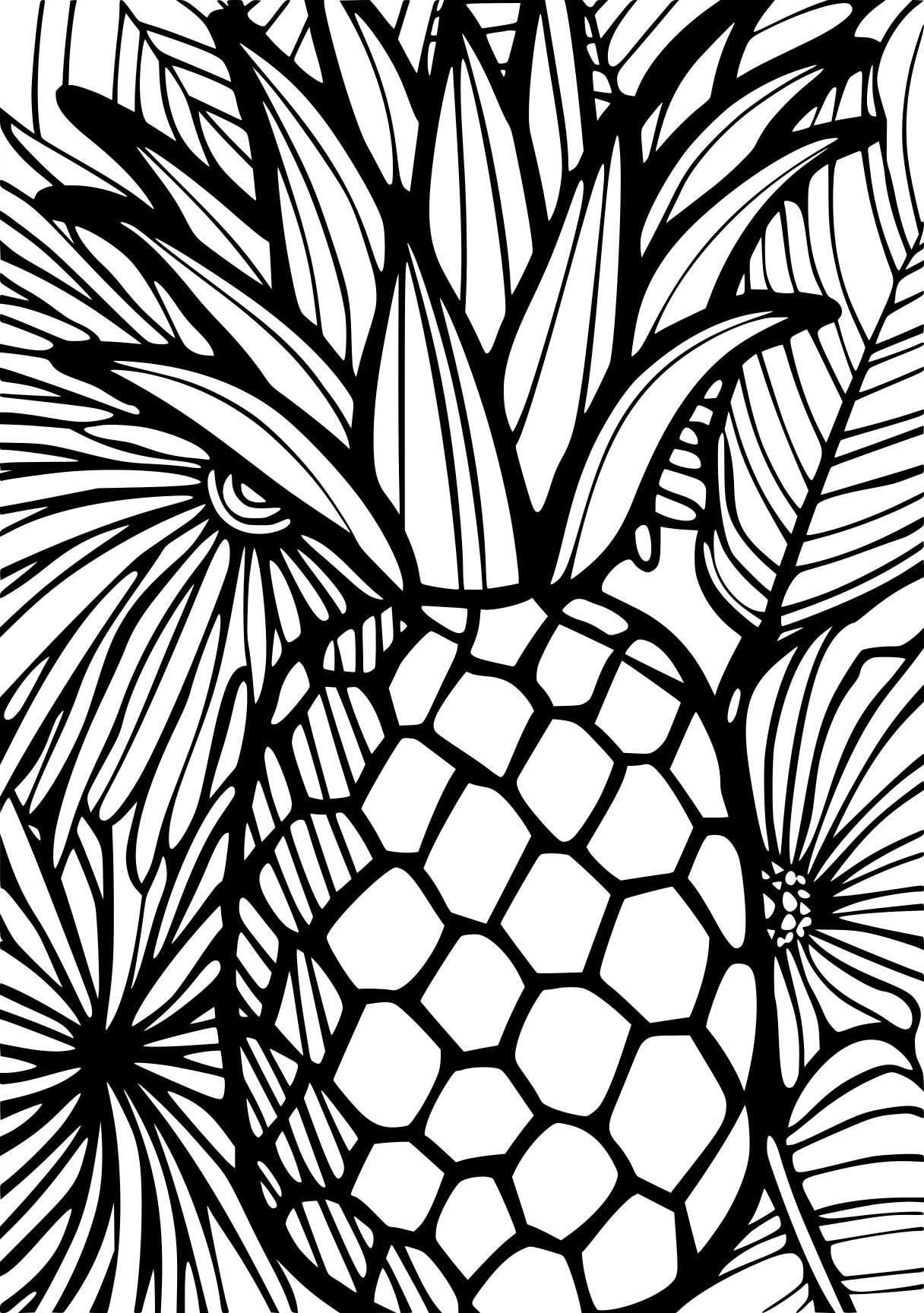 color by number sheets pineapple, zentangle, illustrator, pattern, free coloring page downloads