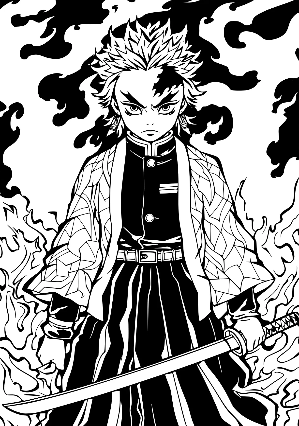 demon slayer coloring page tanjiro, nezuko, noodle, kaido, blaze, free downloads