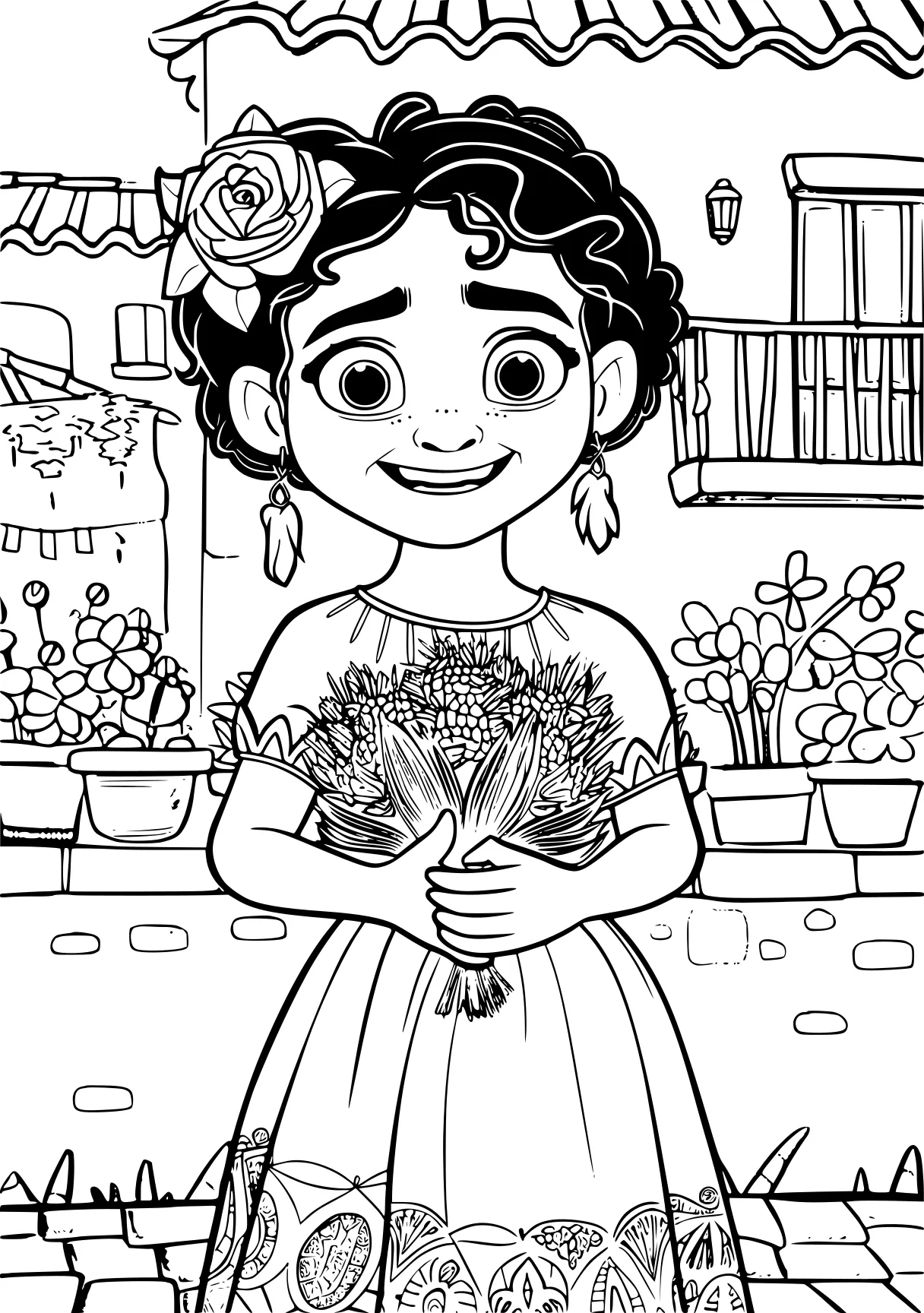 encanto coloring pages, tiana, rosa, moana, free page downloads