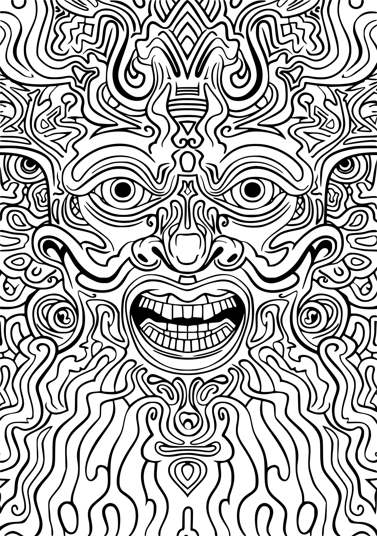 trippy coloring pages, mandala, acid, zentangle, free page downloads