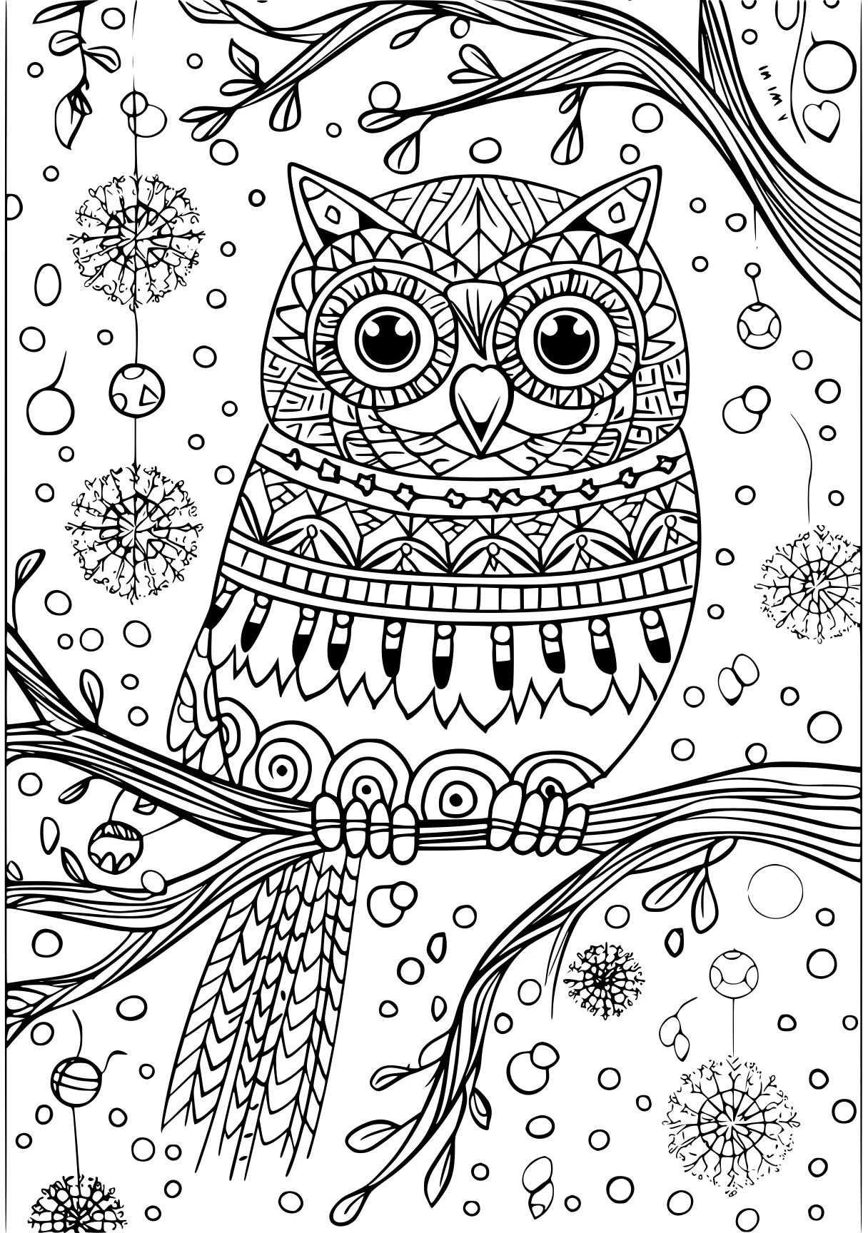 new years coloring pages owl, zentangle, colouring, free page downloads