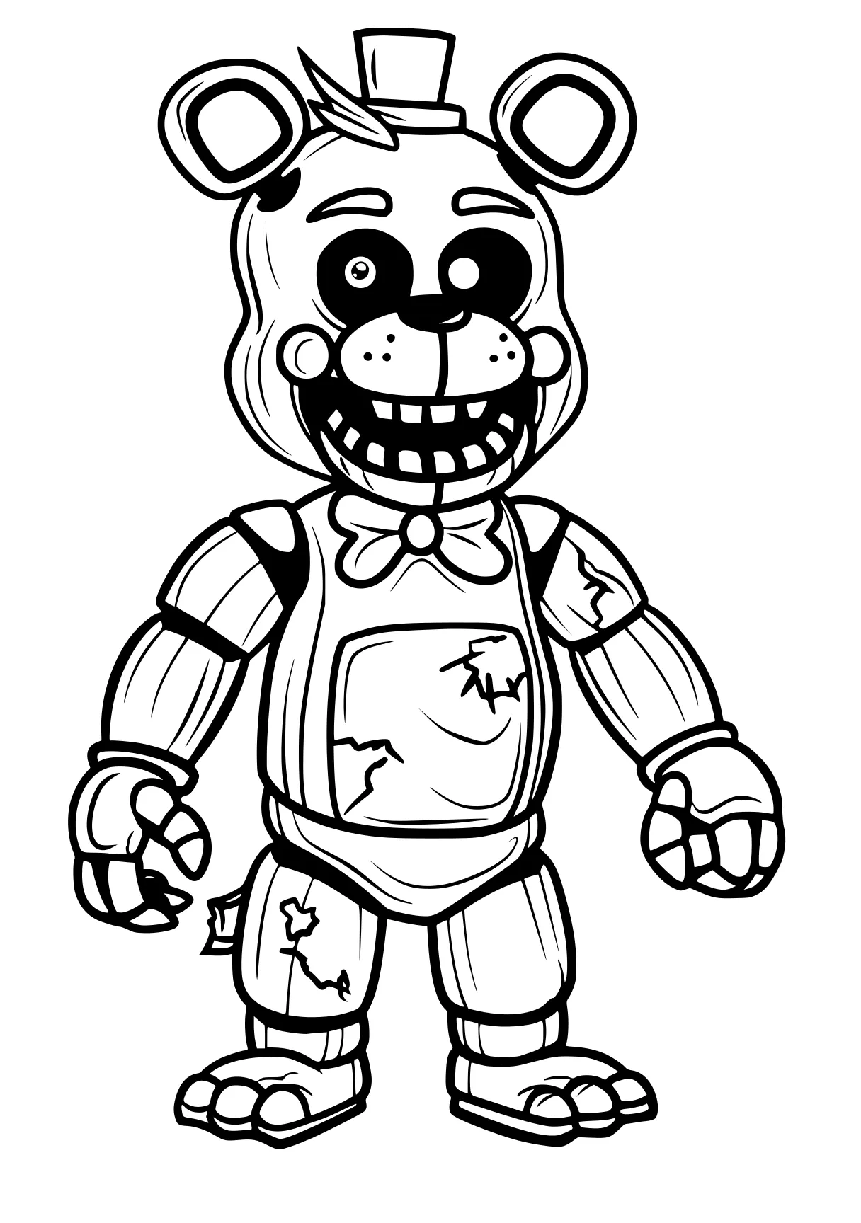 fnaf coloring page fazbear, fnaf, chica, bonnie, zomboss, free downloads