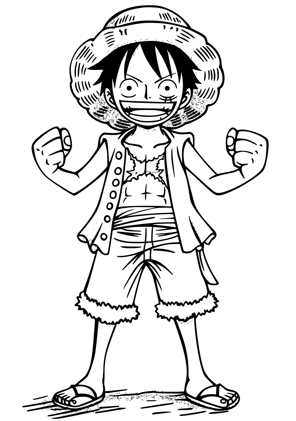 one piece coloring pages luffy, mha, chibi, tanjiro, deku, free page downloads