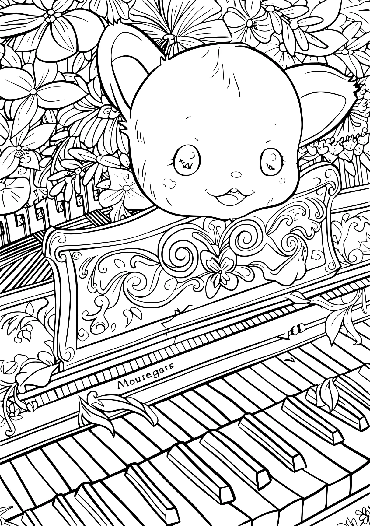 my melody coloring page, piano, colouring, coloring, free downloads