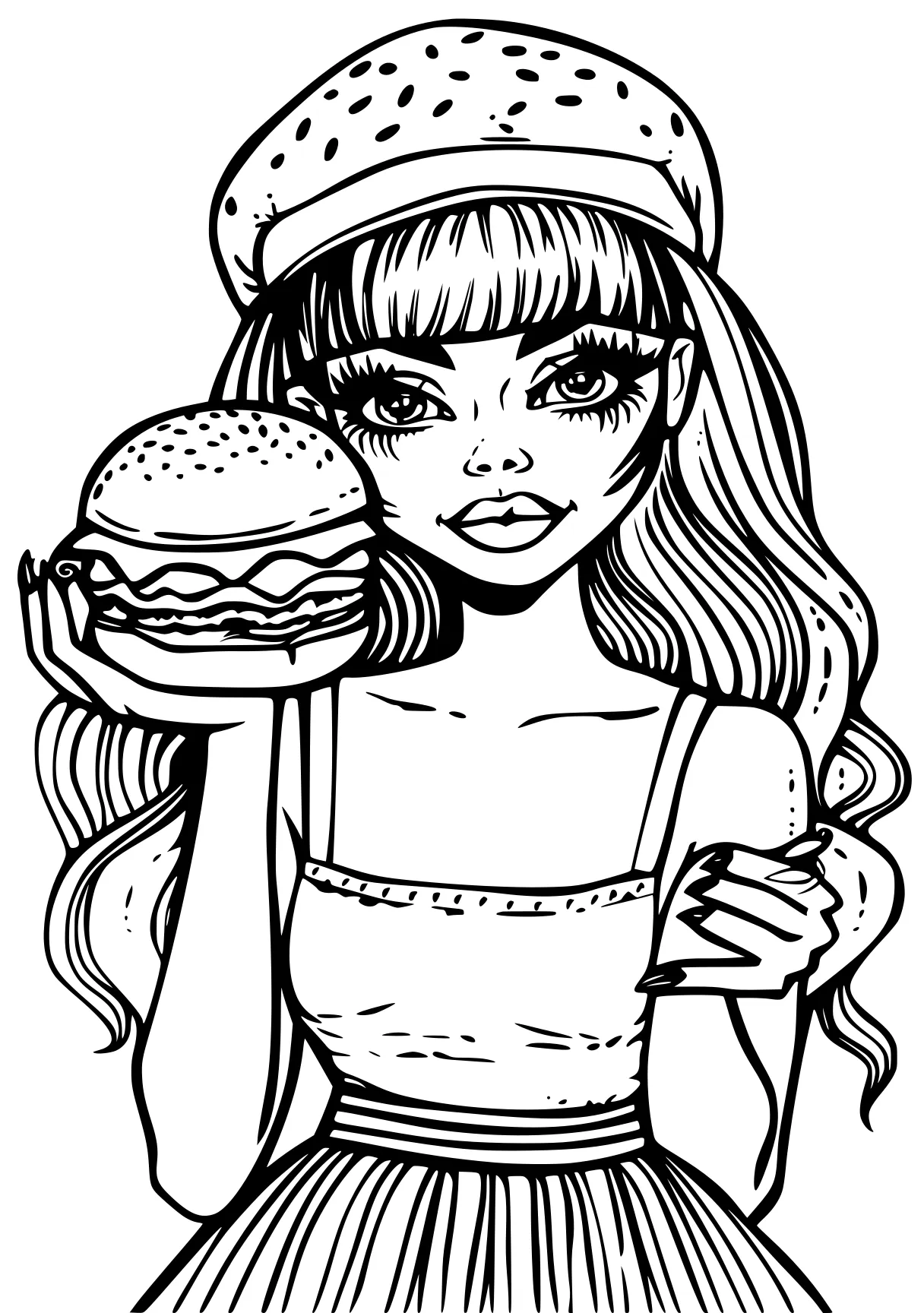 bobbie goods coloring pages burger, food, foods, illustrator, girl, free page downloads